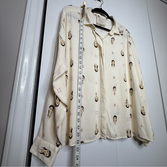 Johnny Was Schofield Button Down Shirt Faces Cream - Large - Picture 10 of 11